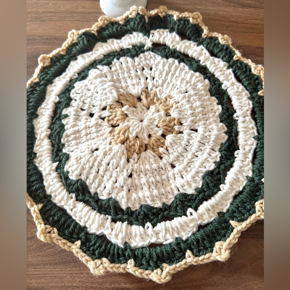 Handmade Crochet Coaster | 11x11 Inch Decorative Crochet Doily | Farmhouse - Picture 6 of 6